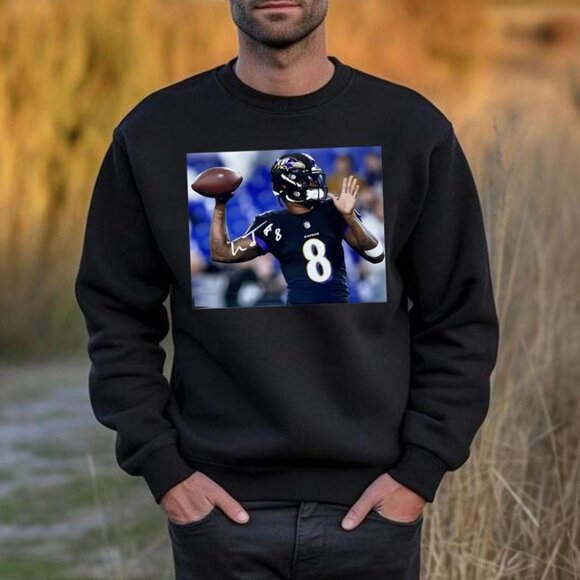 Lamar Jackson Baltimore Ravens Sweatshirt NFL Football Crewneck Gift 05 - Picture 1 of 5